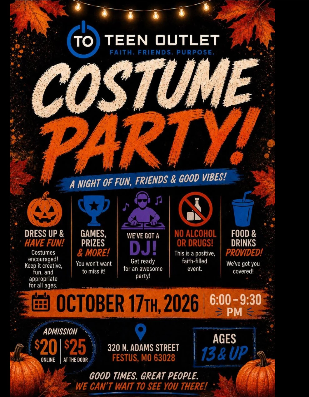 Teen Outlet Costume Party event poster